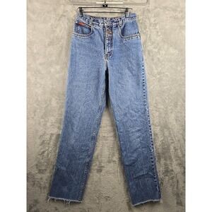 Vintage Lawman Jeans Womens 7 Blue Superior Fit Western High Waist Raw Hem 90s‎